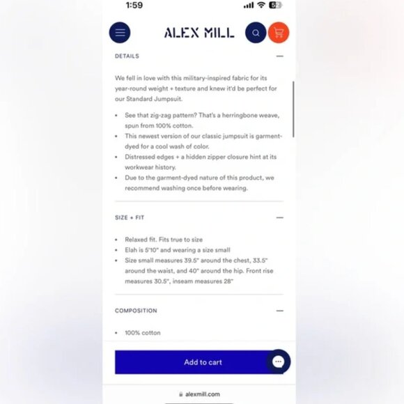 Alex Mill Standard Zip Jumpsuit in Herringbone - Picture 4 of 4